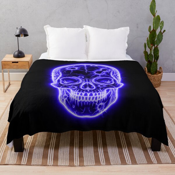 Item preview, BLUE NEON SKULL WITH BULLET HOLES designed and sold by NOIMION DIGITAL ART.