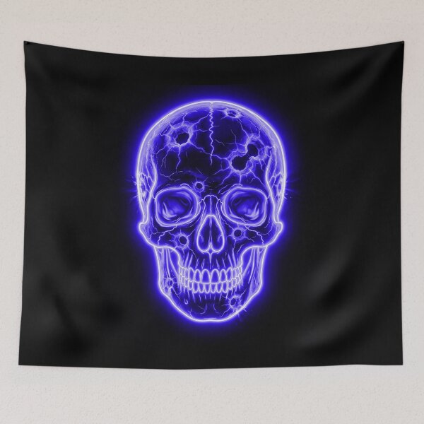 Item preview, BLUE NEON SKULL WITH BULLET HOLES designed and sold by NOIMION DIGITAL ART.