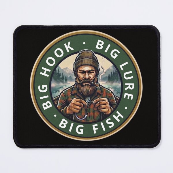 Item preview, Big Hook Big Lure Big Fish - Vintage Fishing Badge designed and sold by Stefanrajzer.