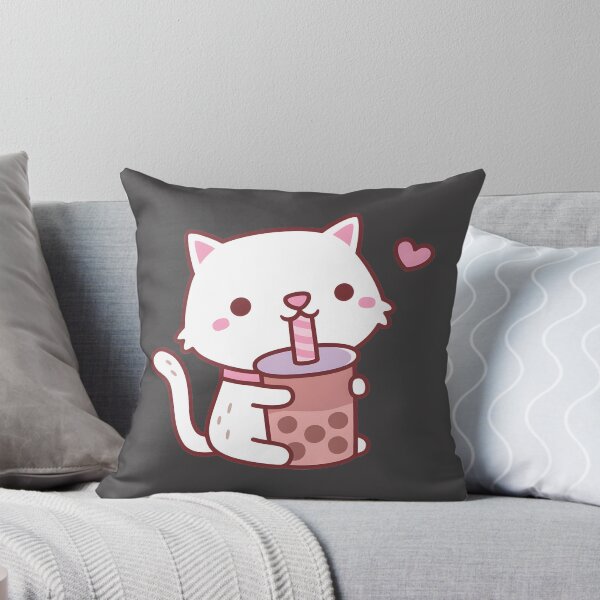 Item preview, Adorable White Cat Enjoying Boba Tea Illustration for Cat and Bubble Tea Lovers designed and sold by YOJAN1501.