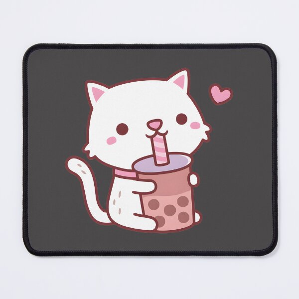 Item preview, Adorable White Cat Enjoying Boba Tea Illustration for Cat and Bubble Tea Lovers designed and sold by YOJAN1501.