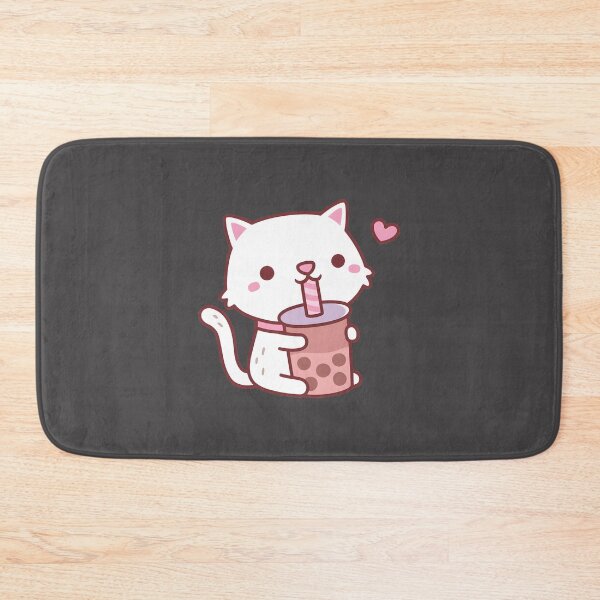Item preview, Adorable White Cat Enjoying Boba Tea Illustration for Cat and Bubble Tea Lovers designed and sold by YOJAN1501.