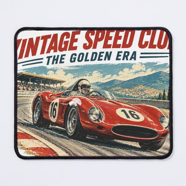 Item preview, Vintage Speed Club - The Golden Era Retro Red Racing Car Poster designed and sold by AgdBol.