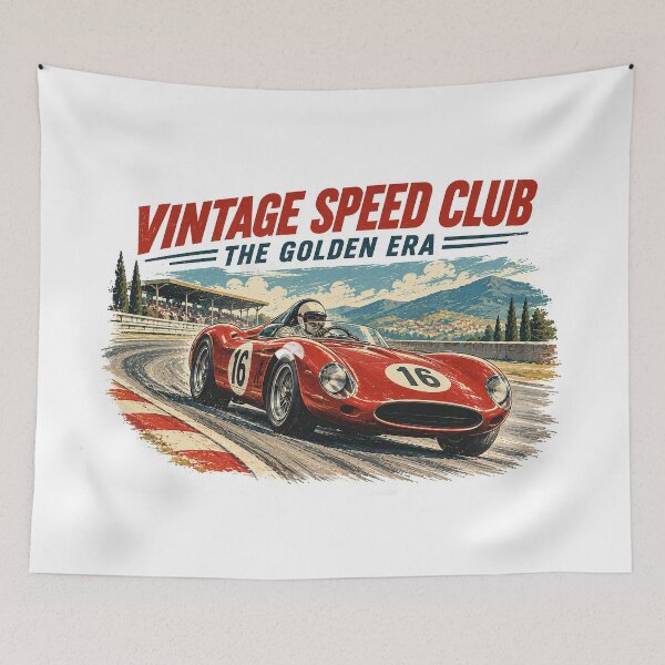 Item preview, Vintage Speed Club - The Golden Era Retro Red Racing Car Poster designed and sold by AgdBol.