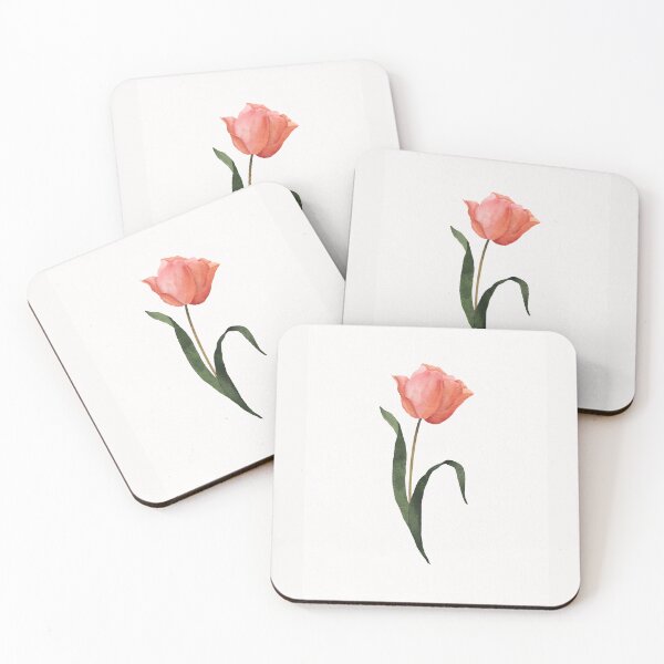 Item preview, Peach tulip watercolour floral art  designed and sold by moteemade.