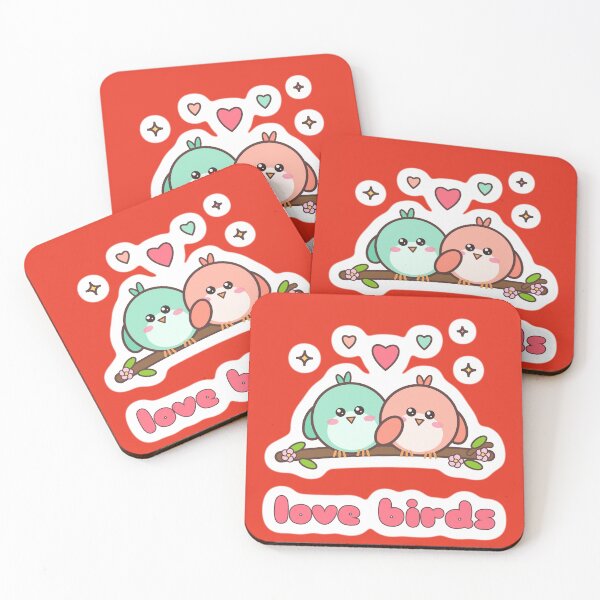 Item preview, Love Birds Cute Kawaii Couple – Pastel Birds on Branch designed and sold by JazibaArif.