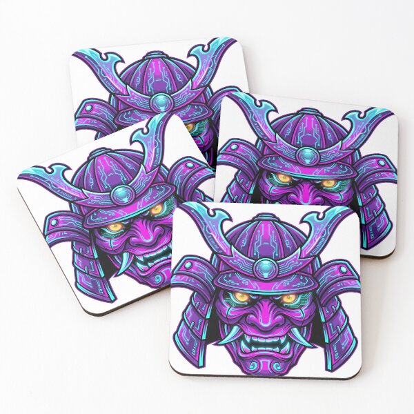 Item preview, Cyberpunk Neon Samurai Oni Mask designed and sold by Hyperfocus Press.
