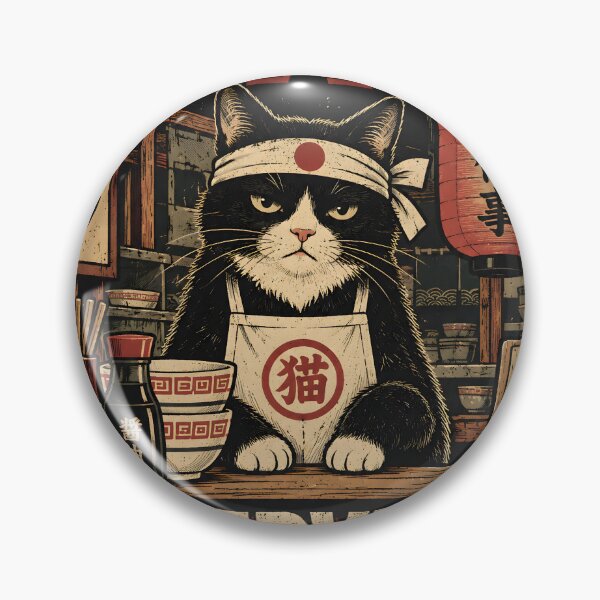 Item preview, Supervisor Cat – Vintage Japanese Ramen Cat designed and sold by Nima Designs .