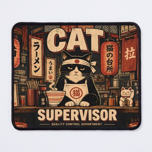 Item preview, Supervisor Cat – Vintage Japanese Ramen Cat designed and sold by Nima Designs .