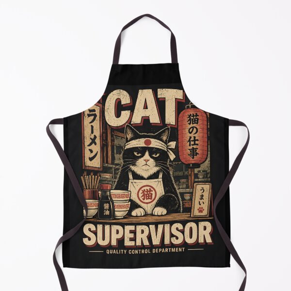 Item preview, Supervisor Cat – Vintage Japanese Ramen Cat designed and sold by Nima Designs .