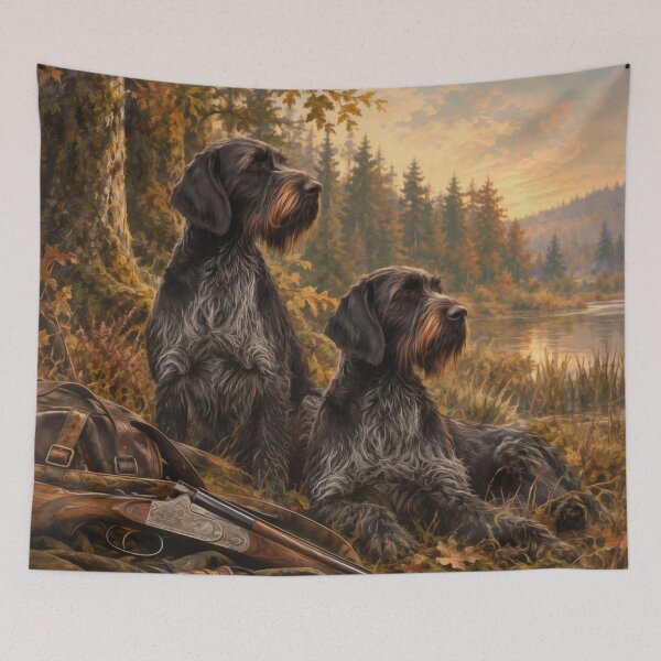 Item preview, German Wirehaired Pointer Hunting Heritage, Vintage Hunting Dog Design designed and sold by TammyHunterArt.