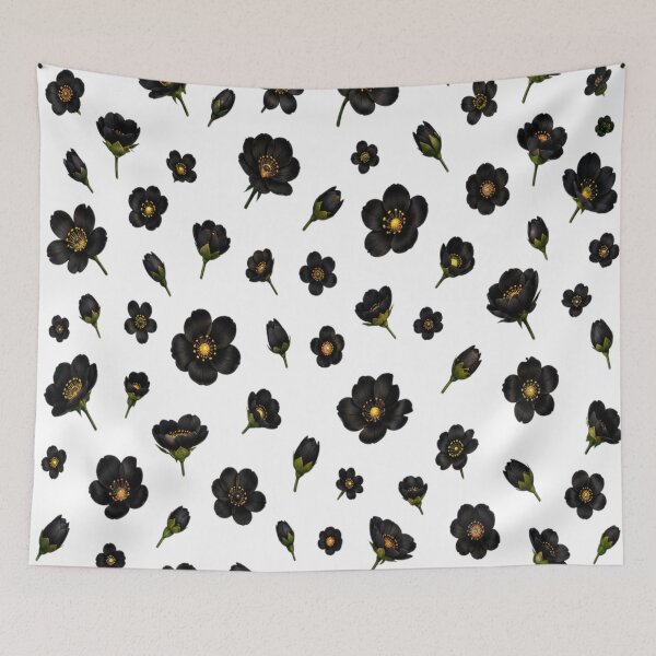 Item preview, Black tiny flower wallpaper  designed and sold by urbanshop7.