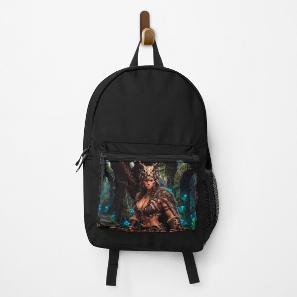 Item preview, Focused Amazon Huntress in Glowing Mushroom Forest – Fantasy Warrior Art designed and sold by VALKYRAART53.