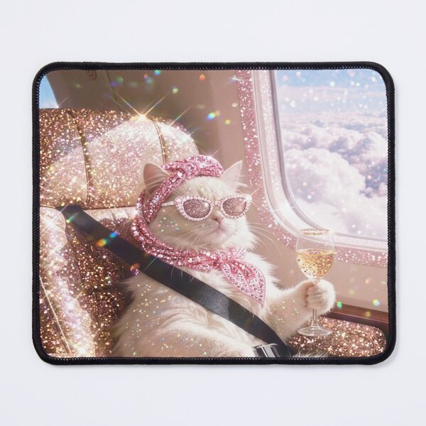 Item preview, High-Flying Luxury Cat: Glitter Private Jet Adventure designed and sold by NostalgiaPop77.