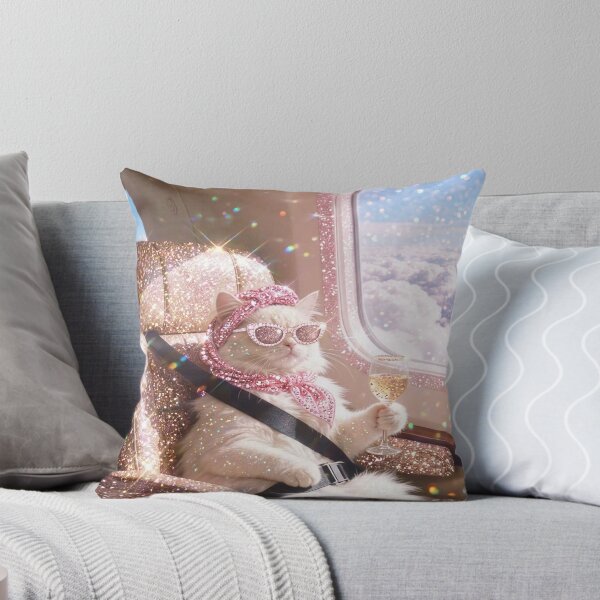 Item preview, High-Flying Luxury Cat: Glitter Private Jet Adventure designed and sold by NostalgiaPop77.