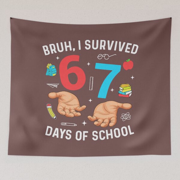 Item preview, Bruh I Survived 67 Days of School Funny Six Seven Hands Meme T-Shirt designed and sold by WeberLilydade.