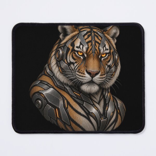 Item preview, Cyberpunk Tiger — Armored Neon Predator designed and sold by Dovarune.