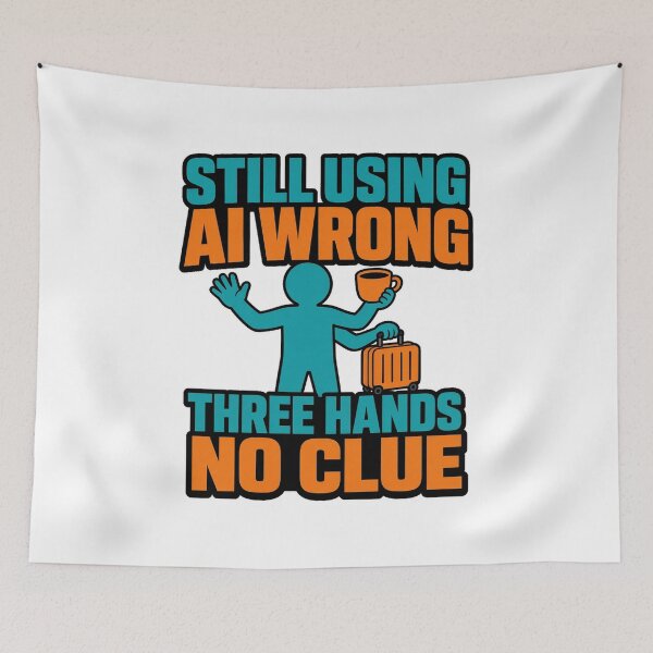 Item preview, Still Using AI Wrong Three Hands No Clue Funny Artificial Intelligence Humor designed and sold by MirengLab.
