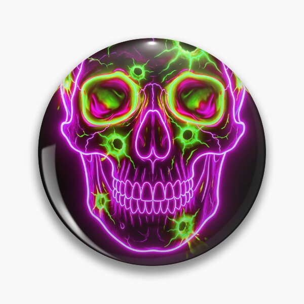 Item preview, PINK NEON SKULL WITH BULLET HOLES designed and sold by NOIMION DIGITAL ART.