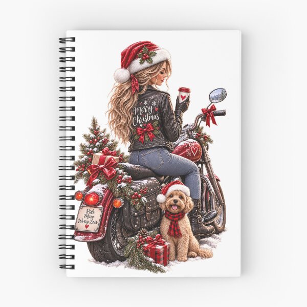 Item preview, Chica motera y perro en Navidad designed and sold by Wild Ink Studio by Barbara.