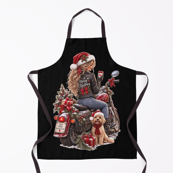 Item preview, Christmas Biker Girl and Dog designed and sold by Wild Ink Studio by Barbara.
