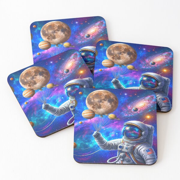 Item preview, Surreal and Whimsical Space Sci-fi Astronaut with Planet Balloons. designed and sold by Giulivo Store Graphic.