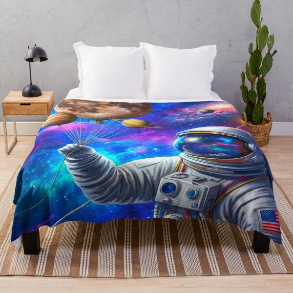 Item preview, Surreal and Whimsical Space Sci-fi Astronaut with Planet Balloons. designed and sold by Giulivo Store Graphic.