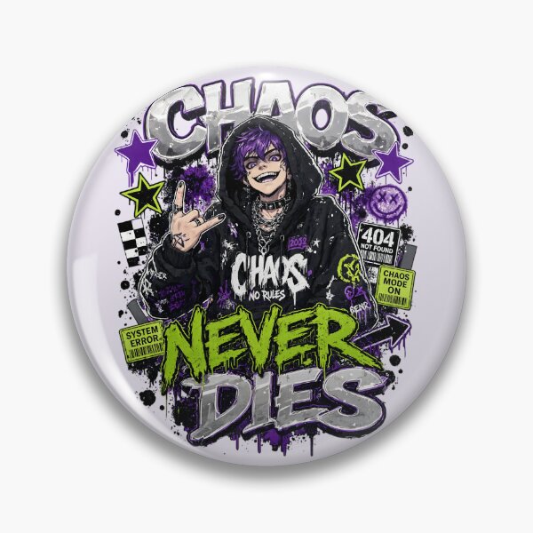 Item preview, Edgy Dark Anime Boy Chaos Never Dies Streetwear designed and sold by CloudyCatArt.