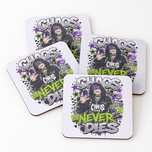Item preview, Edgy Dark Anime Boy Chaos Never Dies Streetwear designed and sold by CloudyCatArt.