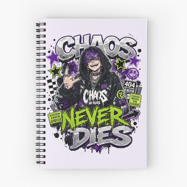 Item preview, Edgy Dark Anime Boy Chaos Never Dies Streetwear designed and sold by CloudyCatArt.