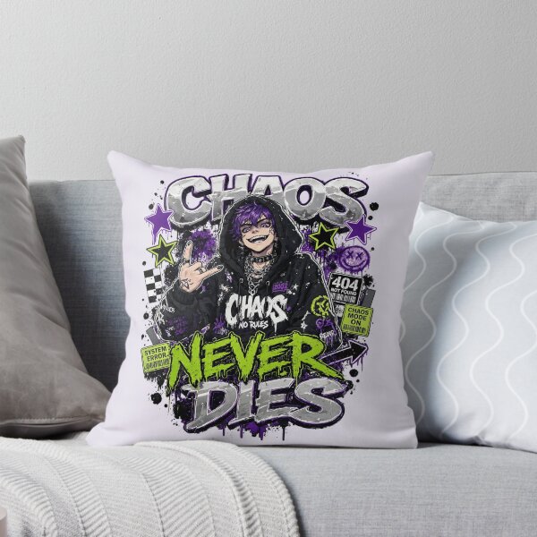 Item preview, Edgy Dark Anime Boy Chaos Never Dies Streetwear designed and sold by CloudyCatArt.