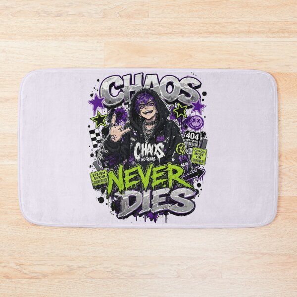 Item preview, Edgy Dark Anime Boy Chaos Never Dies Streetwear designed and sold by CloudyCatArt.