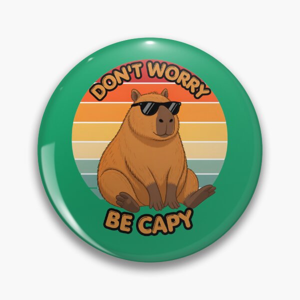 Item preview, Don't Worry Be Capy Retro Sunset Funny Animal designed and sold by Créative touche .