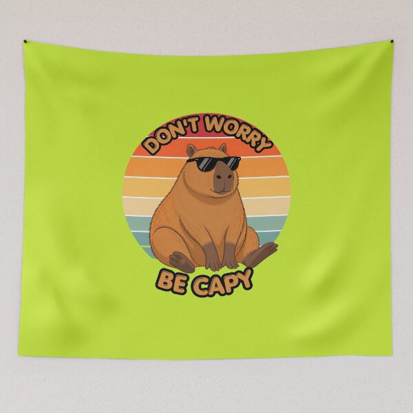 Item preview, Don't Worry Be Capy Retro Sunset Funny Animal designed and sold by Créative touche .