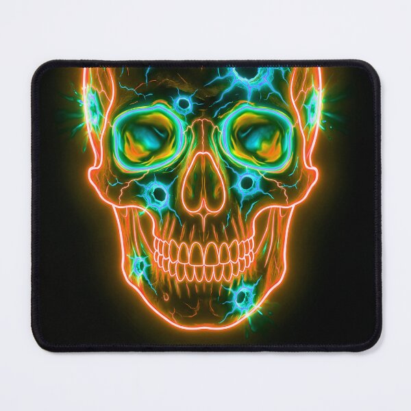 Item preview, ORANGE NEON SKULL WITH BULLET HOLES designed and sold by NOIMION DIGITAL ART.