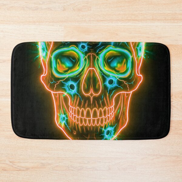 Item preview, ORANGE NEON SKULL WITH BULLET HOLES designed and sold by NOIMION DIGITAL ART.