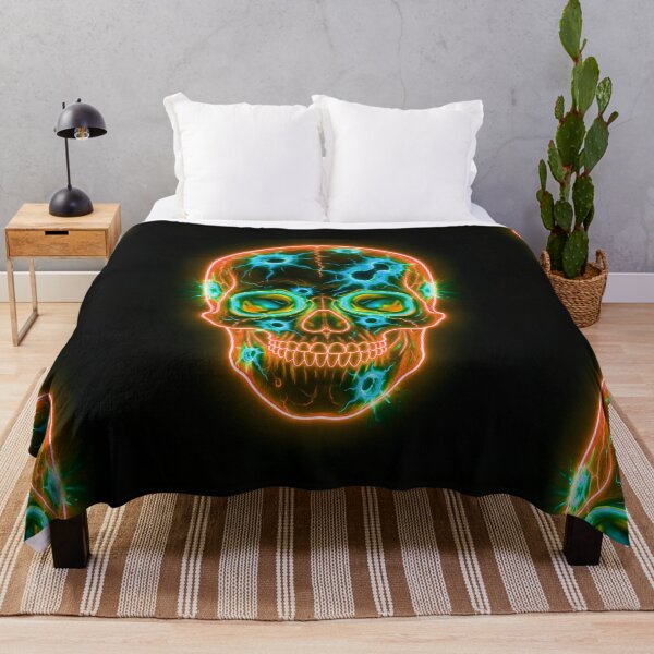 Item preview, ORANGE NEON SKULL WITH BULLET HOLES designed and sold by NOIMION DIGITAL ART.
