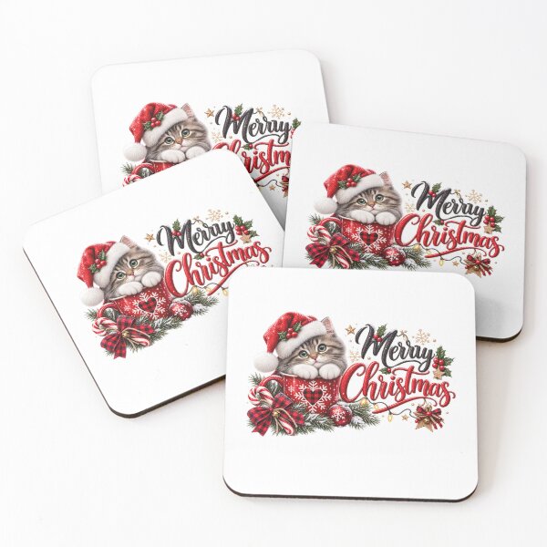 Item preview, Cute Christmas Cat Merry Christmas designed and sold by Wild Ink Studio by Barbara.