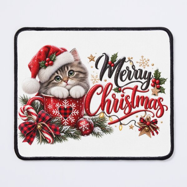 Item preview, Cute Christmas Cat Merry Christmas designed and sold by Wild Ink Studio by Barbara.
