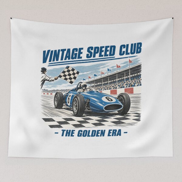 Item preview, Vintage Speed Club - The Golden Era Retro Blue Race Winner Poster designed and sold by AgdBol.