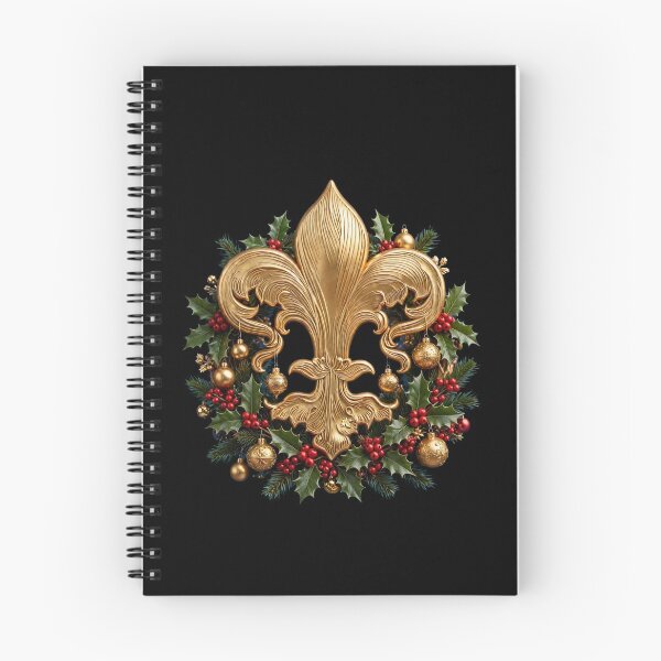 Item preview, Corona navideña dorada con flor de lis y bayas de acebo. Adorno navideño. designed and sold by ProjectNoah.