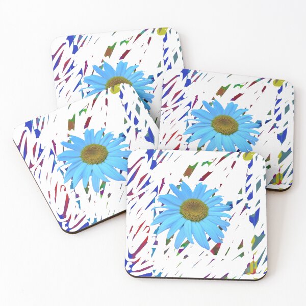 Item preview, Cyan Blue Daisy Flower on Abstract Scribble Pattern designed and sold by BalkanBloomArt.