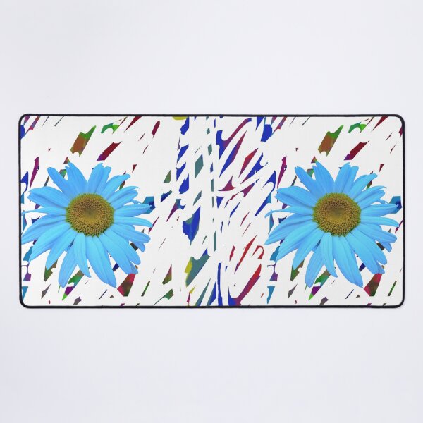 Item preview, Cyan Blue Daisy Flower on Abstract Scribble Pattern designed and sold by BalkanBloomArt.