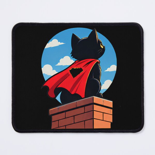 Item preview, Flying Super Cat - Cute Black Cat Superhero Red Cape Action designed and sold by Retro Whiskers.