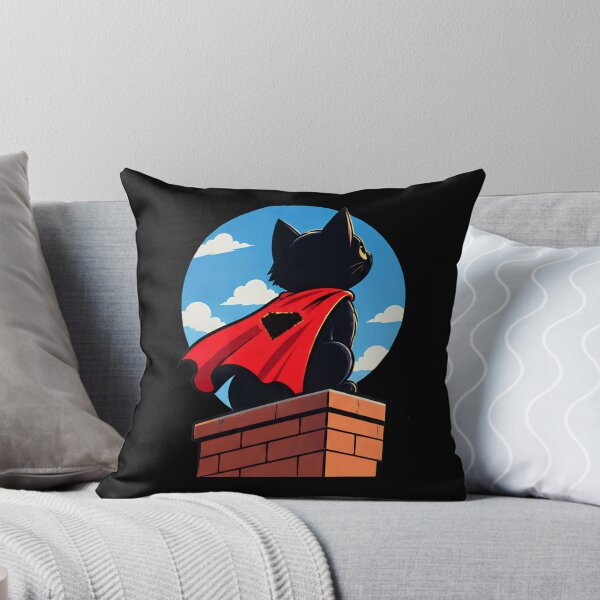 Item preview, Flying Super Cat - Cute Black Cat Superhero Red Cape Action designed and sold by Retro Whiskers.