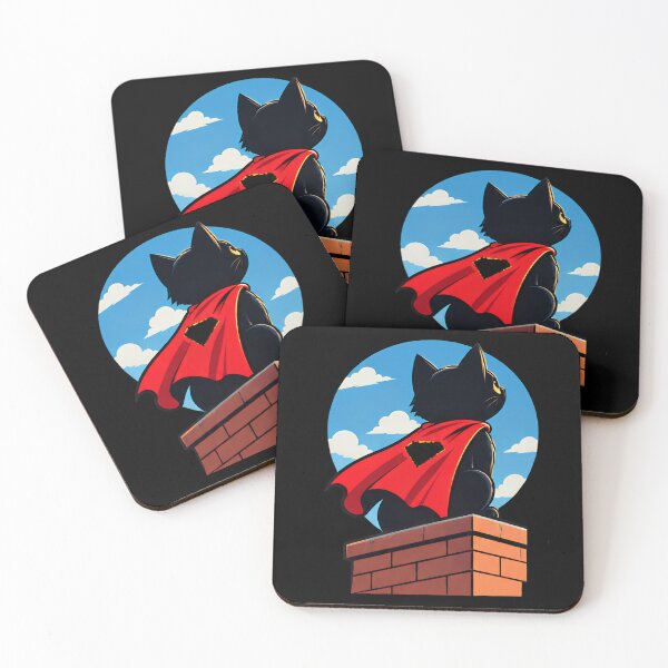 Item preview, Flying Super Cat - Cute Black Cat Superhero Red Cape Action designed and sold by Retro Whiskers.
