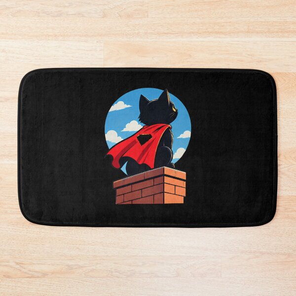 Item preview, Flying Super Cat - Cute Black Cat Superhero Red Cape Action designed and sold by Retro Whiskers.