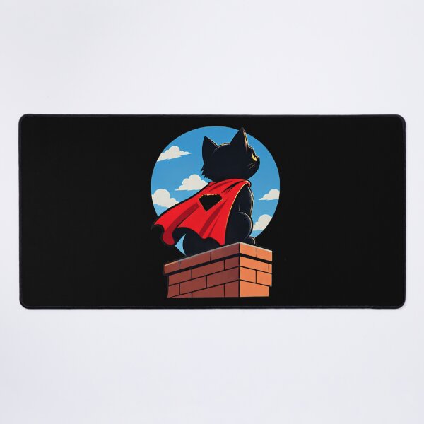 Item preview, Flying Super Cat - Cute Black Cat Superhero Red Cape Action designed and sold by Retro Whiskers.