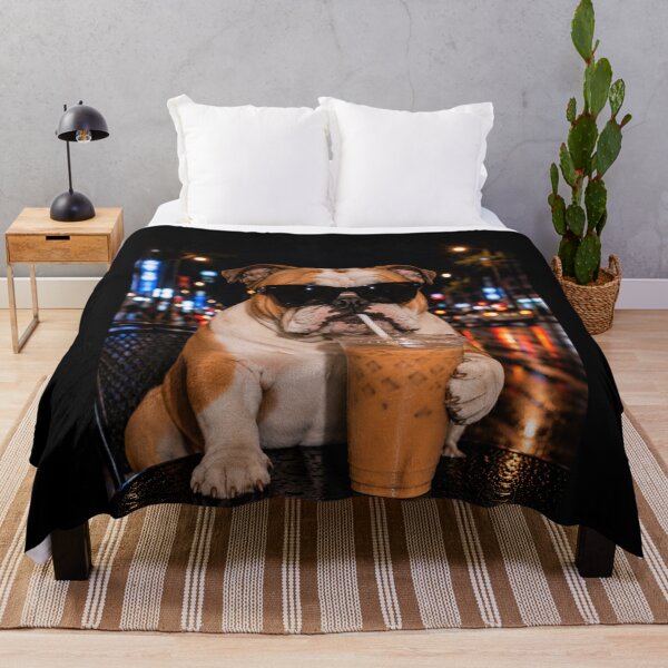 Item preview, Bulldog Drinking Iced Coffee Funny Animal designed and sold by LASTIQUE-dd.