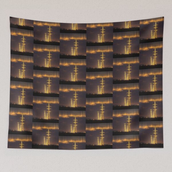 Item preview, Electricity Pylons Glowing Sunset Sky designed and sold by Pylon-Bureau.